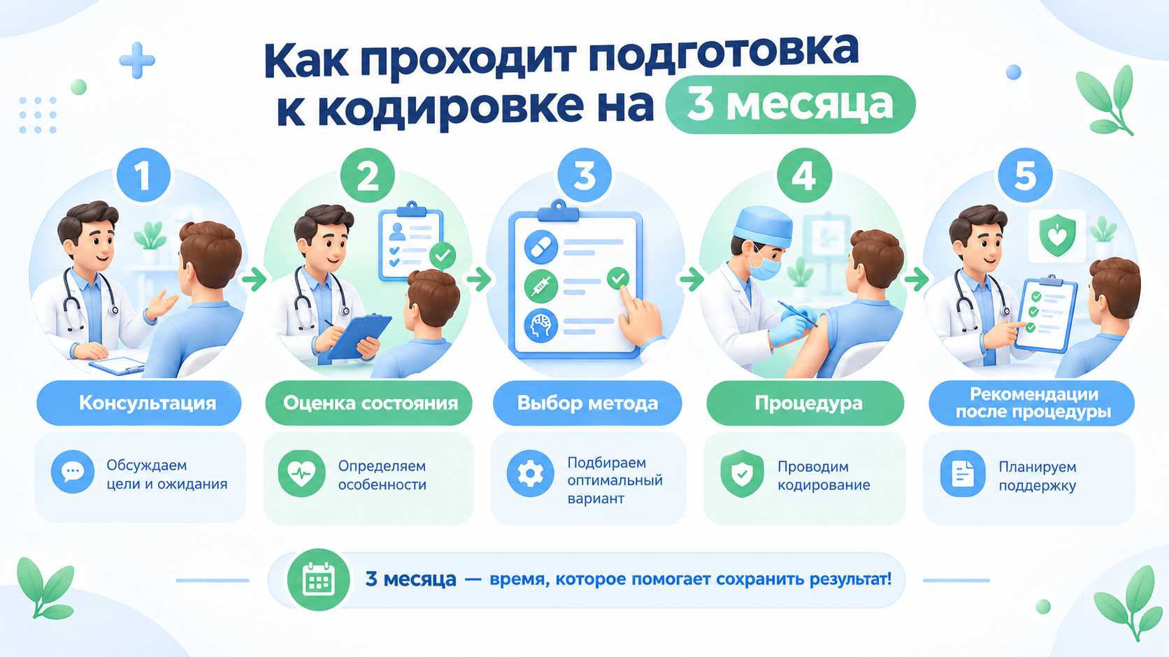 Инфографика с этапами подготовки.