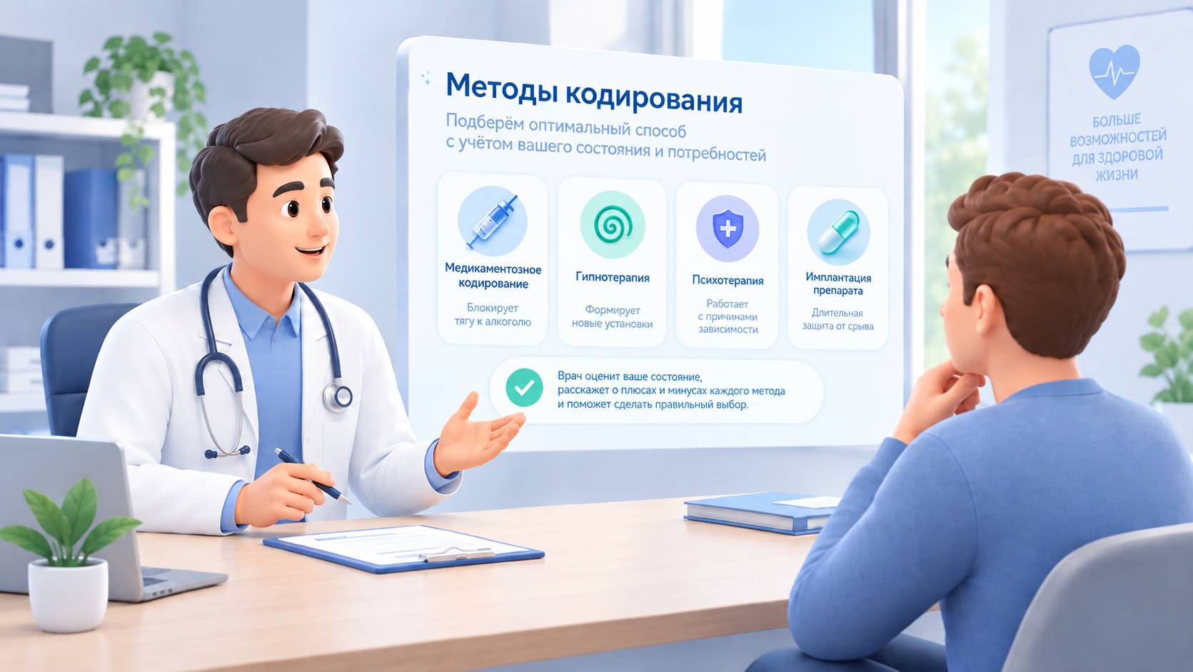 Врач обсуждает возможные варианты лечения.